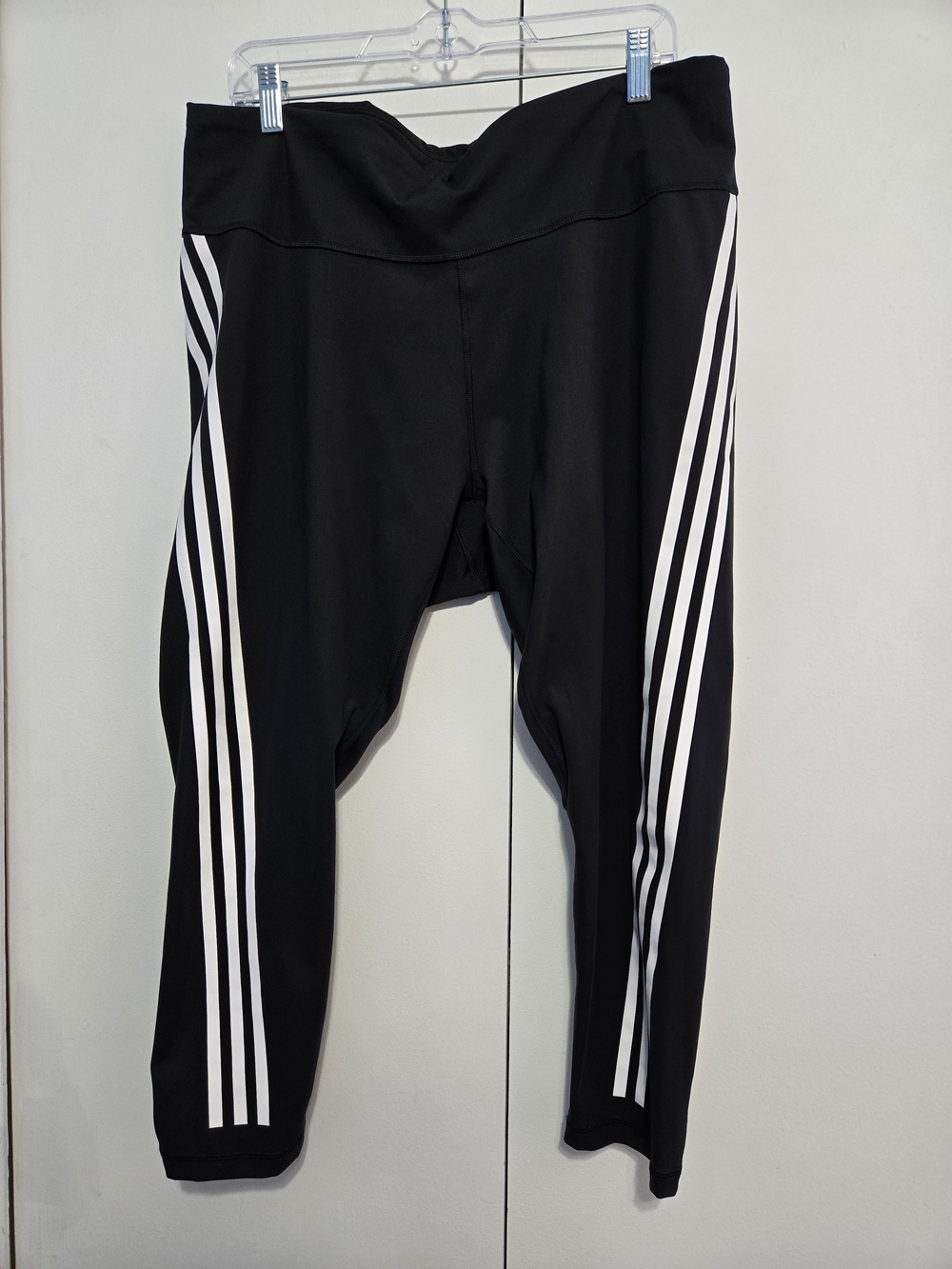 Adidas 3 Stripe Capri Leggings 4X Black Aeroready Plus Size Activewear